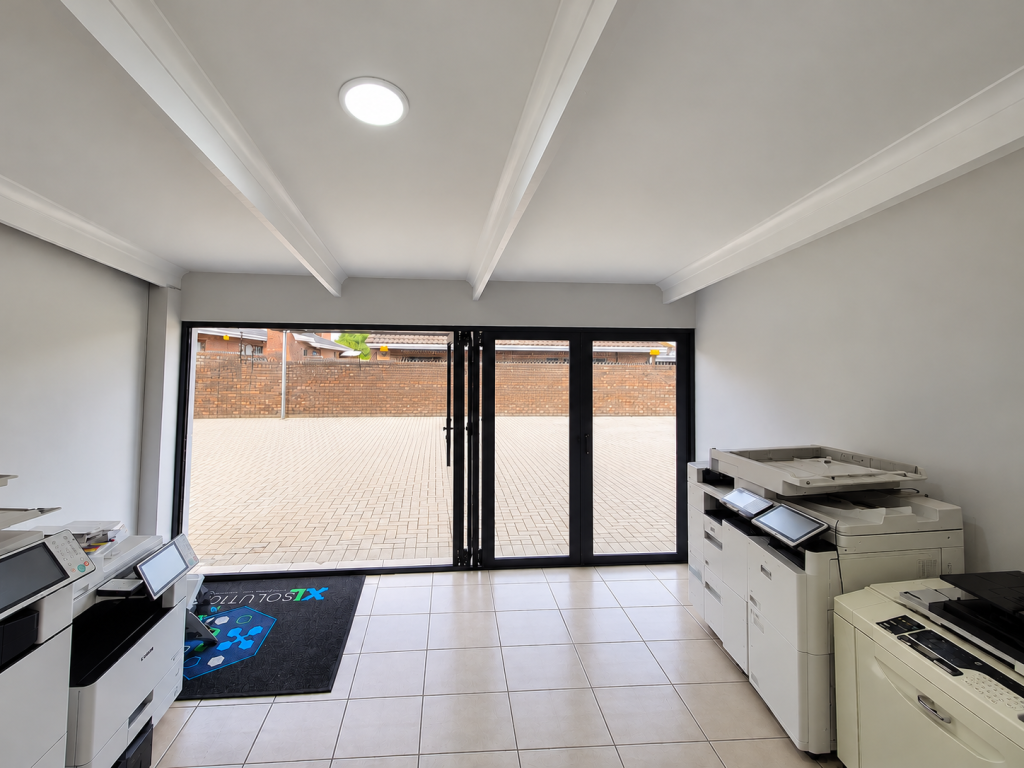 Minimalist Print Room with Courtyard Views