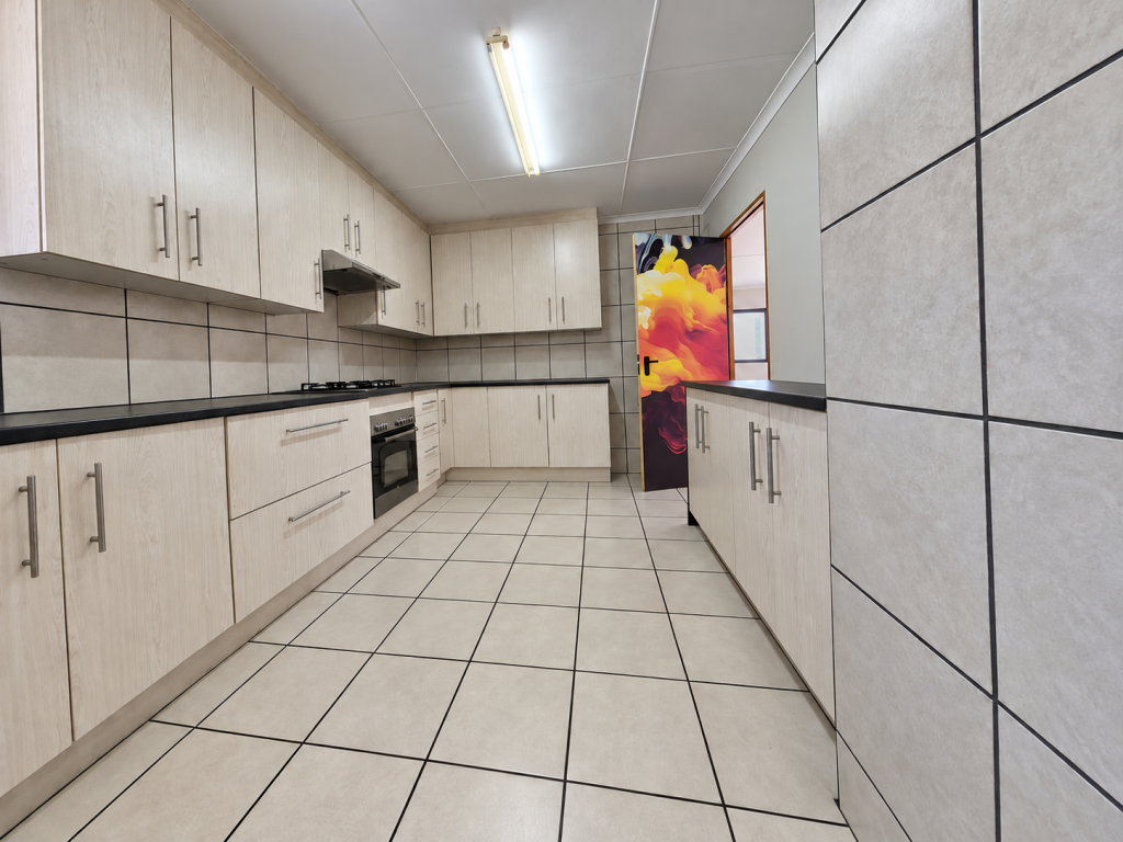 Modern Empty Kitchen with Colourful Door